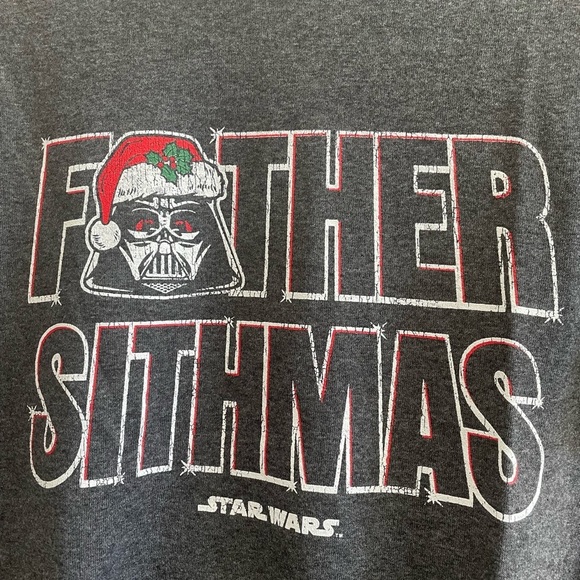 Star Wars, Darth Vader, Mens Christmas T-Shirt, Medium, Large, Gray, NWT - Picture 2 of 4